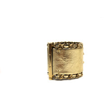 Chanel Manchette Leder und Metall Gold