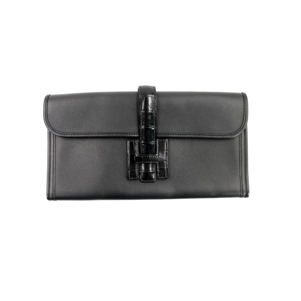 Hermès Jige Cuir et Croco Noir