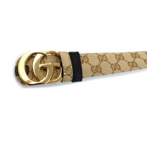Gucci Wende-Gürtel GG Supreme Beige und Schwarzes Leder