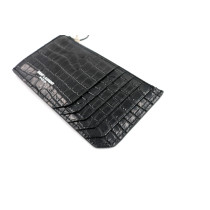Saint Laurent Kartenetui Schwarz Kroko