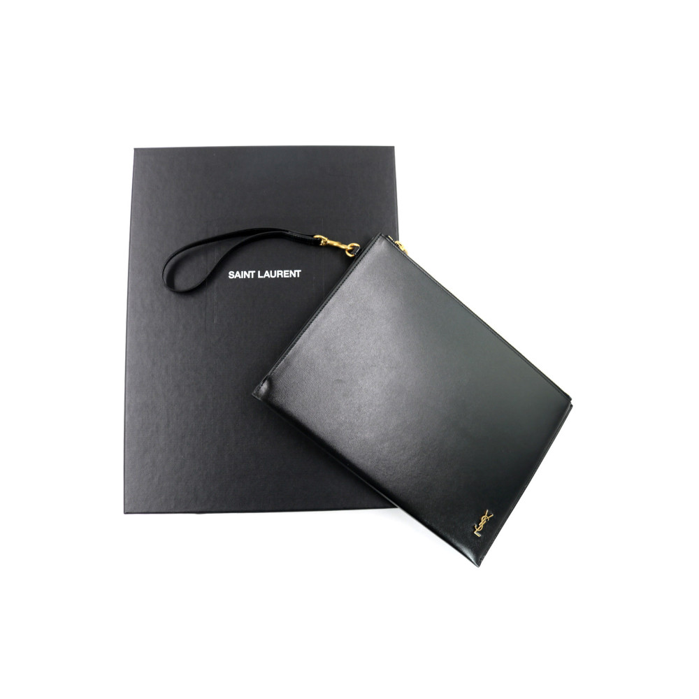 Saint Laurent Cassandre Zip Up Pelle Nera