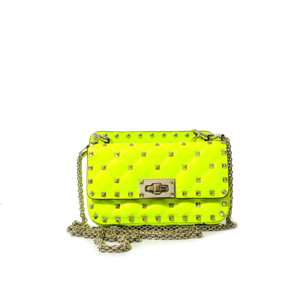 Valentino Rockstud Fluorescent Yellow Leather