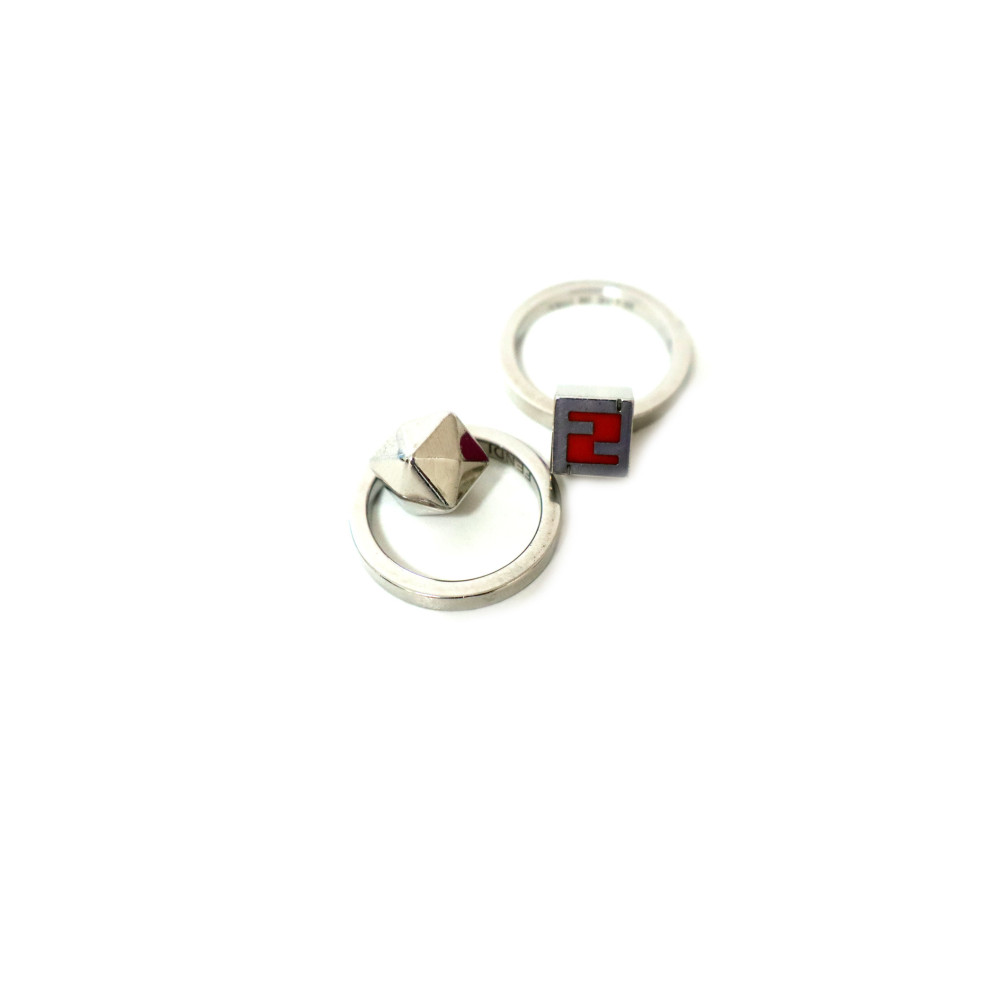 Fendi Multicolor Enamel and Metal Rings