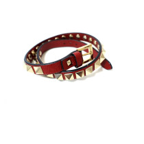 Valentino Rockstud Red Leather Bracelet