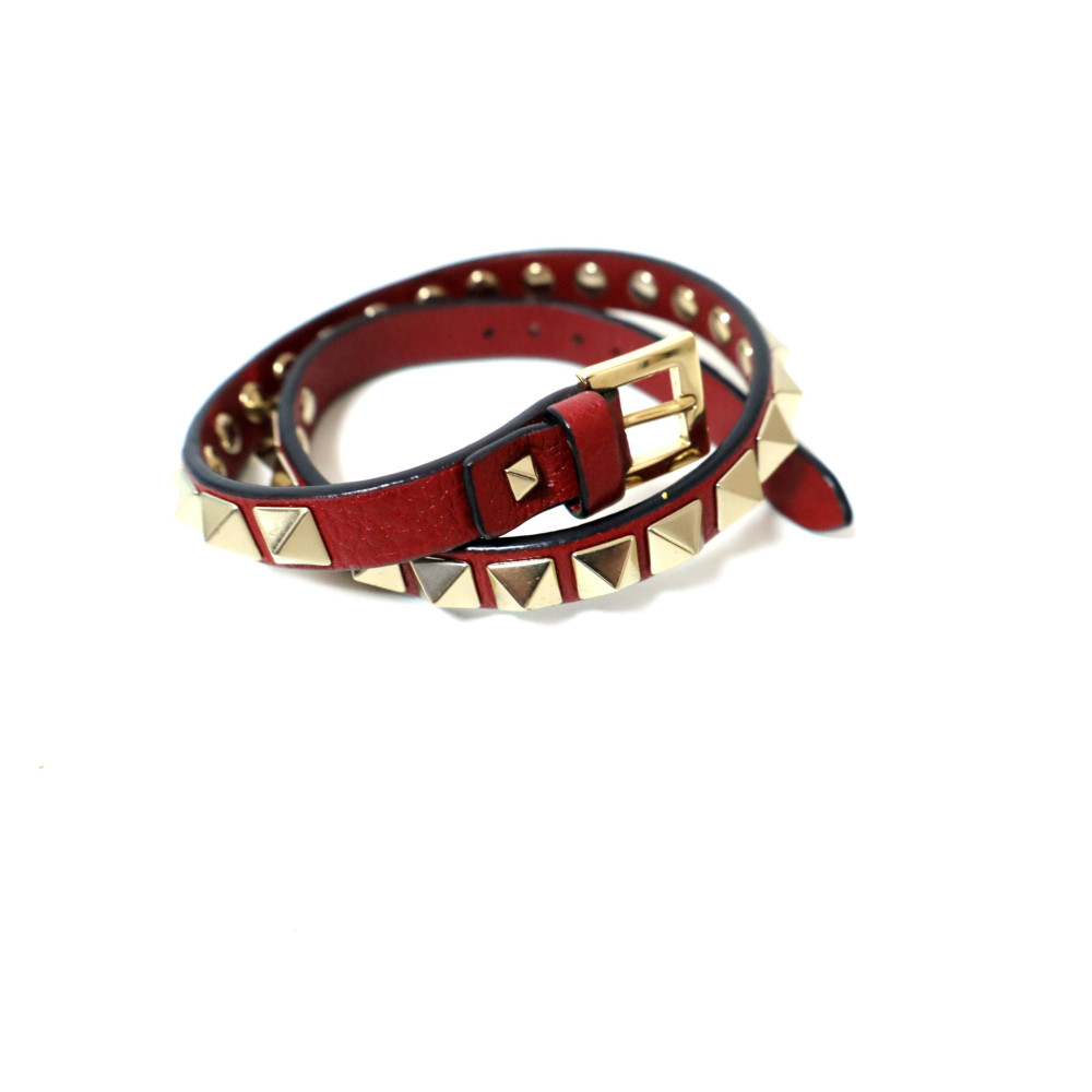 Valentino Bracciale Rockstud Pelle Rossa