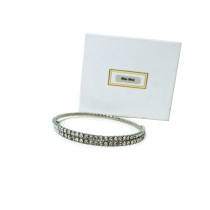Miu Miu Silver Metal and Rhinestone Necklace