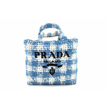 Prada Tote Bag Rafia Bianco e Celeste