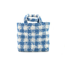 Prada Rafia Tote Bag White and Light Blue