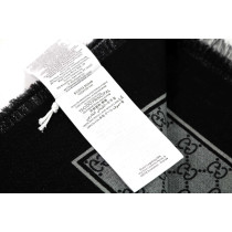 Gucci Black, Grey and Lurex Wool Scarf
