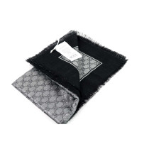 Gucci Écharpe Laine Noire, Grise et Lurex