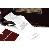 Gucci Écharpe Laine Or et Bordeaux