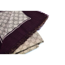 Gucci Schal aus Wolle Gold und Bordeaux