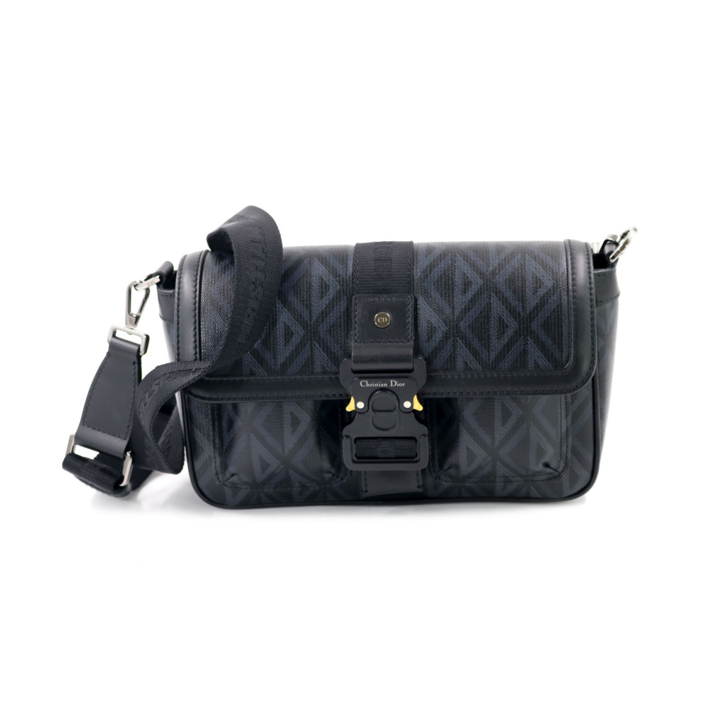 Dior Flap Messenger Schwarzes Leder