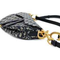 Dior Saddle Tela Oblique Blu
