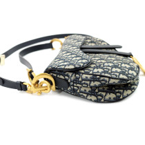 Dior Saddle Tela Oblique Blu
