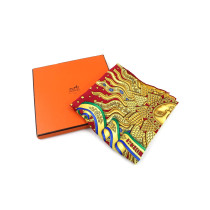 Hermes Red and Yellow Silk Scarf