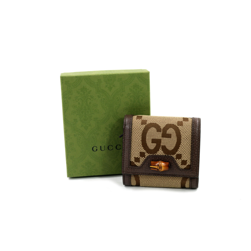 Gucci Wallet Diana Bamboo GG Jumbo Beige
