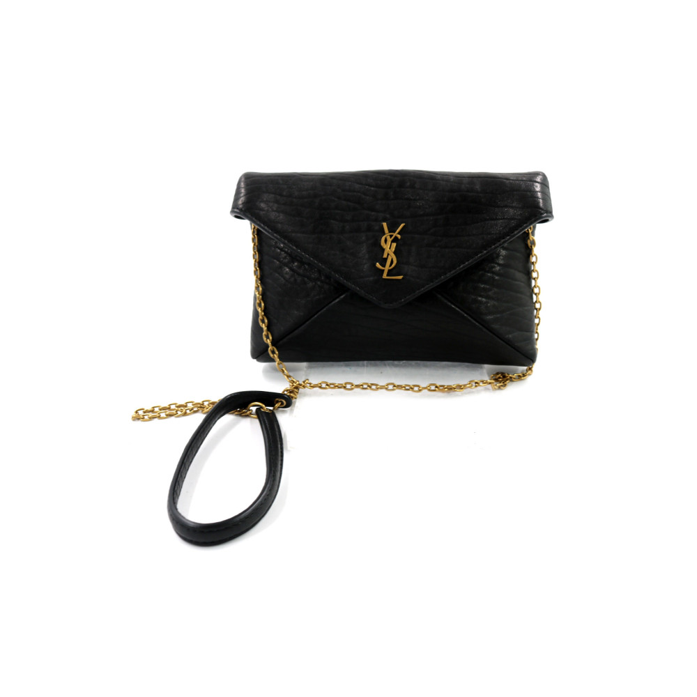 Saint Laurent Envelope Mini Schwarzes Leder