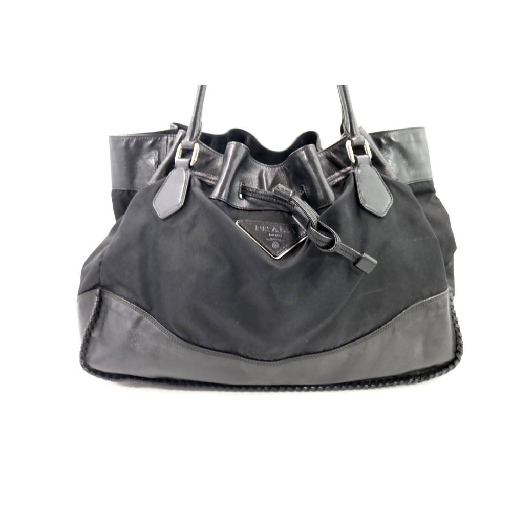 Prada Black Canvas and Leather Shopping Bag