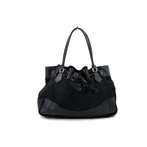 Prada Black Canvas and Leather Shopping Bag