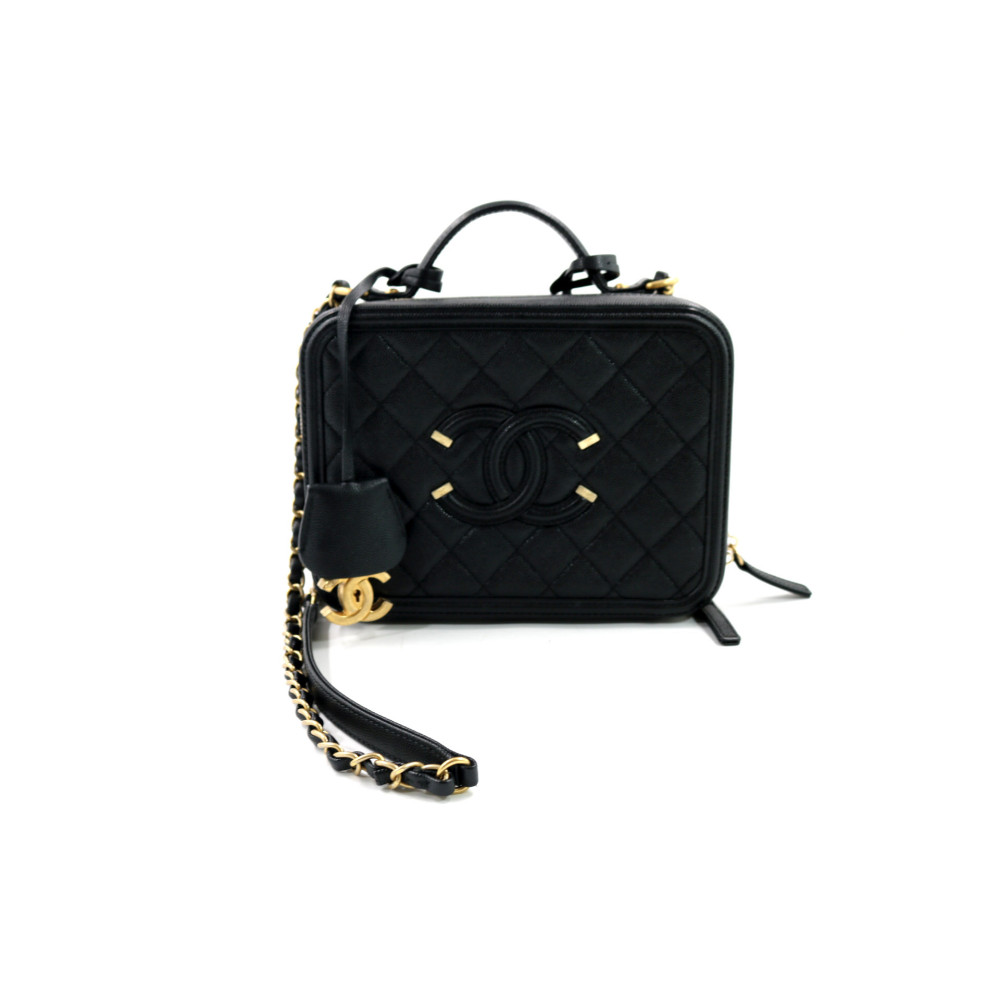 Chanel Vanity Media Caviar Leder Schwarz