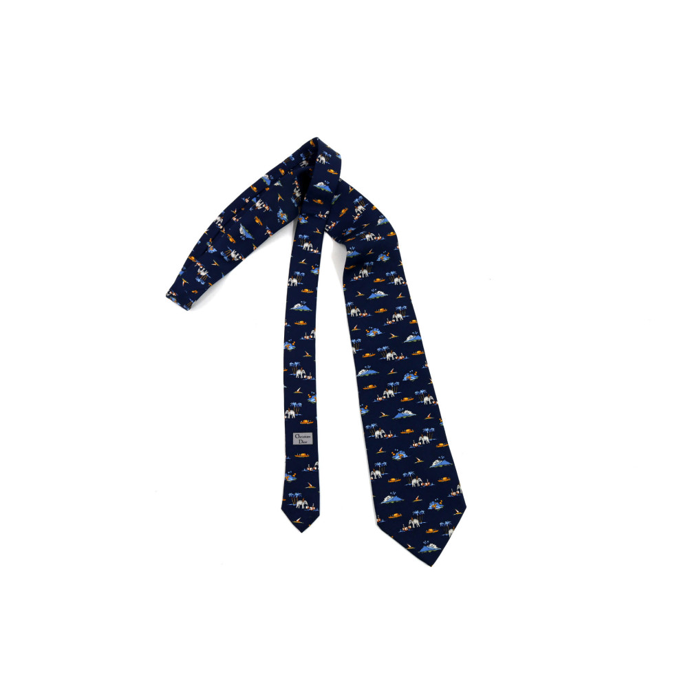 Hermes Cravatta Seta Blu