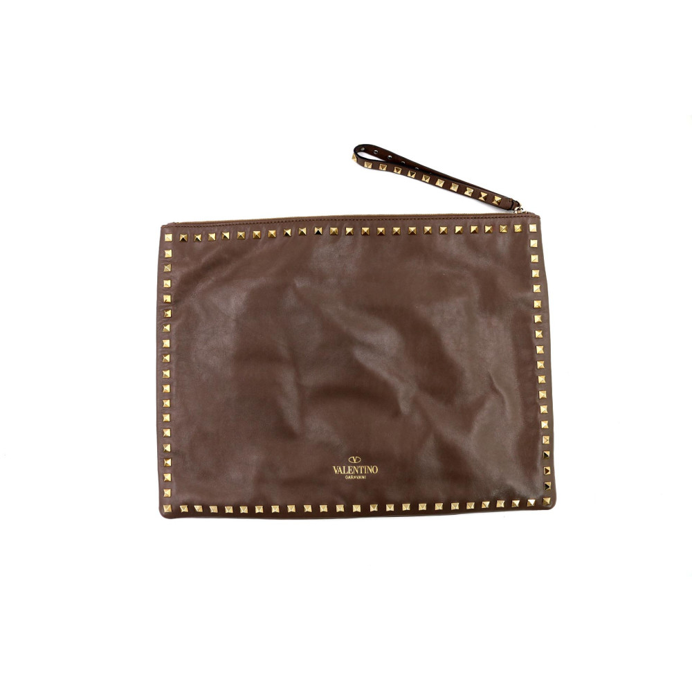 Valentino Rockstud Pochette Maxi Pelle Tortora