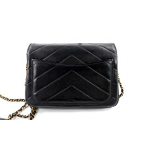 Chanel Schultertasche Schwarzes Leder