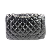 샤넬 점보 블랙 가죽