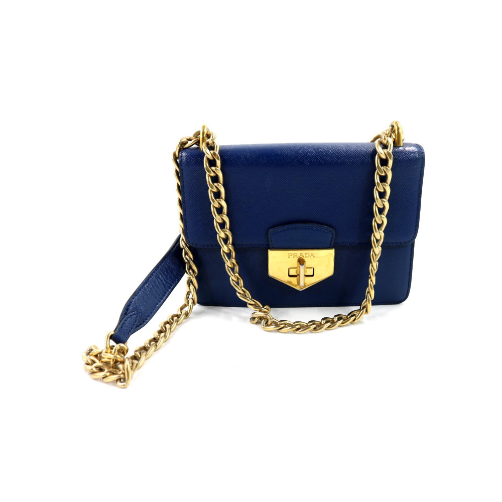 Prada Umhängetasche Leder Blau