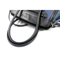 Prada Blue and Black Leather Shopping Bag