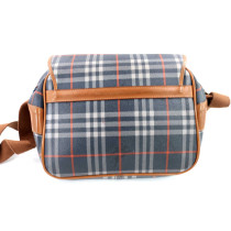 Burberry Grey and Brown Leather Shoulder Bag