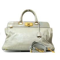 Prada Madras Pelle Grigio Ghiaccio