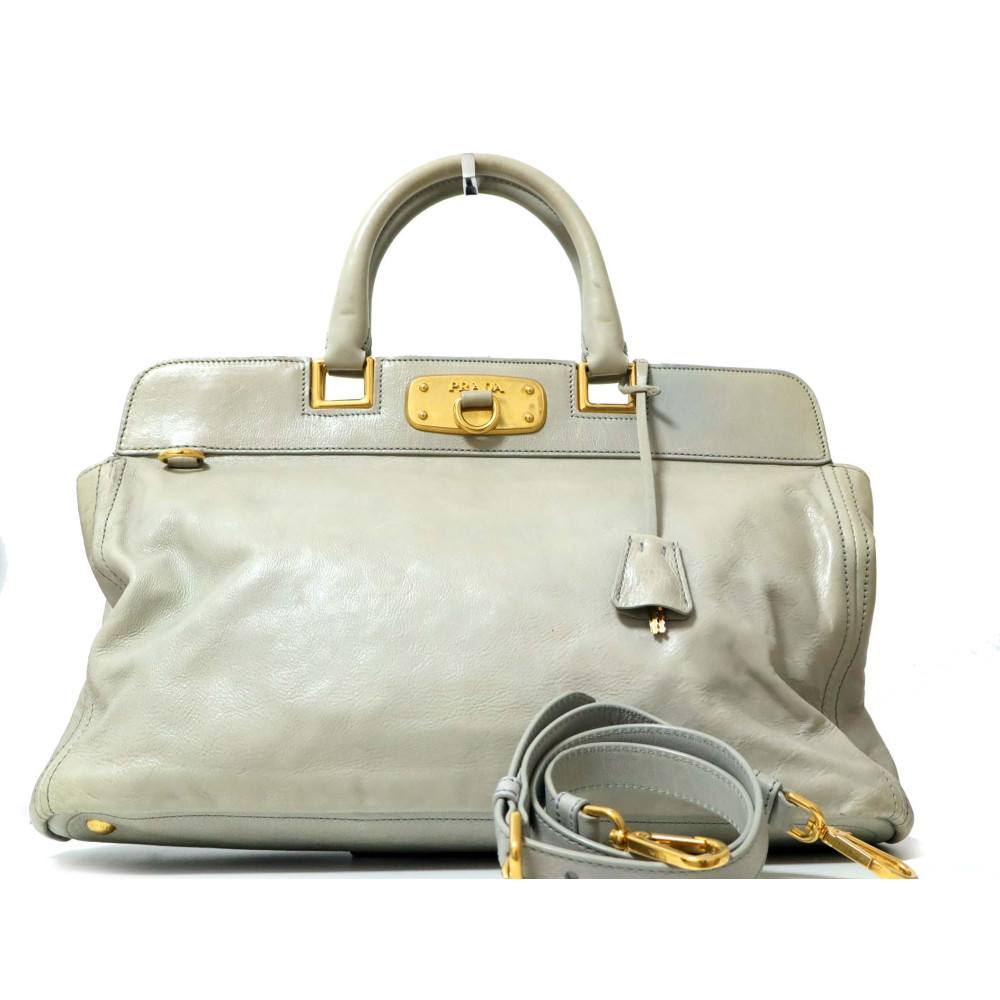 Prada Madras Pelle Grigio Ghiaccio