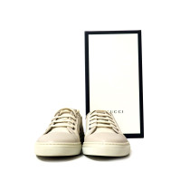 Gucci Sneackers Pelle e Tela Grigio Chiaro Ghiaccio