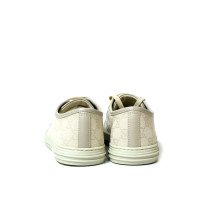 Gucci Sneackers Pelle e Tela Grigio Chiaro Ghiaccio