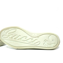 Gucci Sneackers Pelle e Tela Grigio Chiaro Ghiaccio