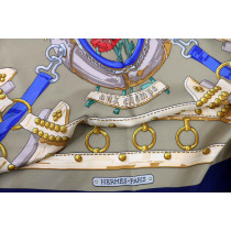 Hermes Foulard Aux Champs Seta Blu