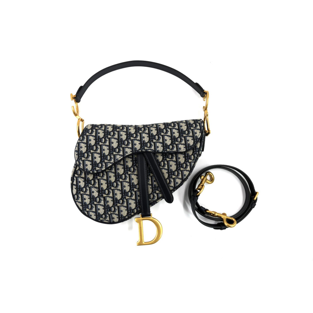 Dior Saddle Tela Jaquard Oblique Blu
