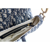 Dior Saddle Tela Jaquard Oblique Blu