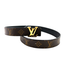 Louis Vuitton Cintura Initiales Reversibile Monogram e Pelle Nera