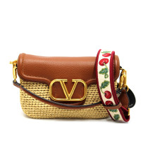 Valentino VLogo Baguette Rafia e Pelle Beige