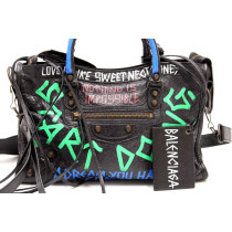 Balenciaga City Small Graffiti Pelle Multicolor