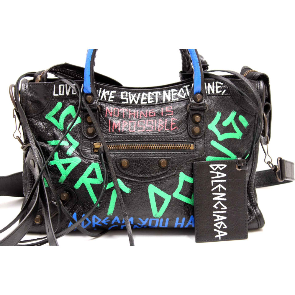 Balenciaga City Small Graffiti Pelle Multicolor