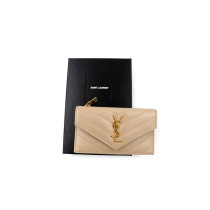 Saint Laurent Portacarte Cassandre Pelle Beige