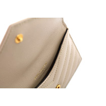 Saint Laurent Portacarte Cassandre Pelle Beige