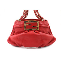 Fendi Mia Chain Shoulder Bag Pelle Rossa