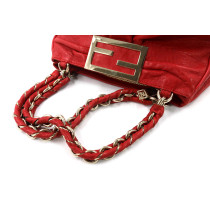 Fendi Mia Chain Shoulder Bag Pelle Rossa