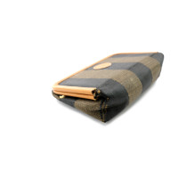 Fendi Pochette Vintage Pequin Tela Marrone e Nera