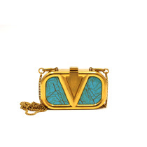 Valentino Pochette Metallo Oro e Azzurro